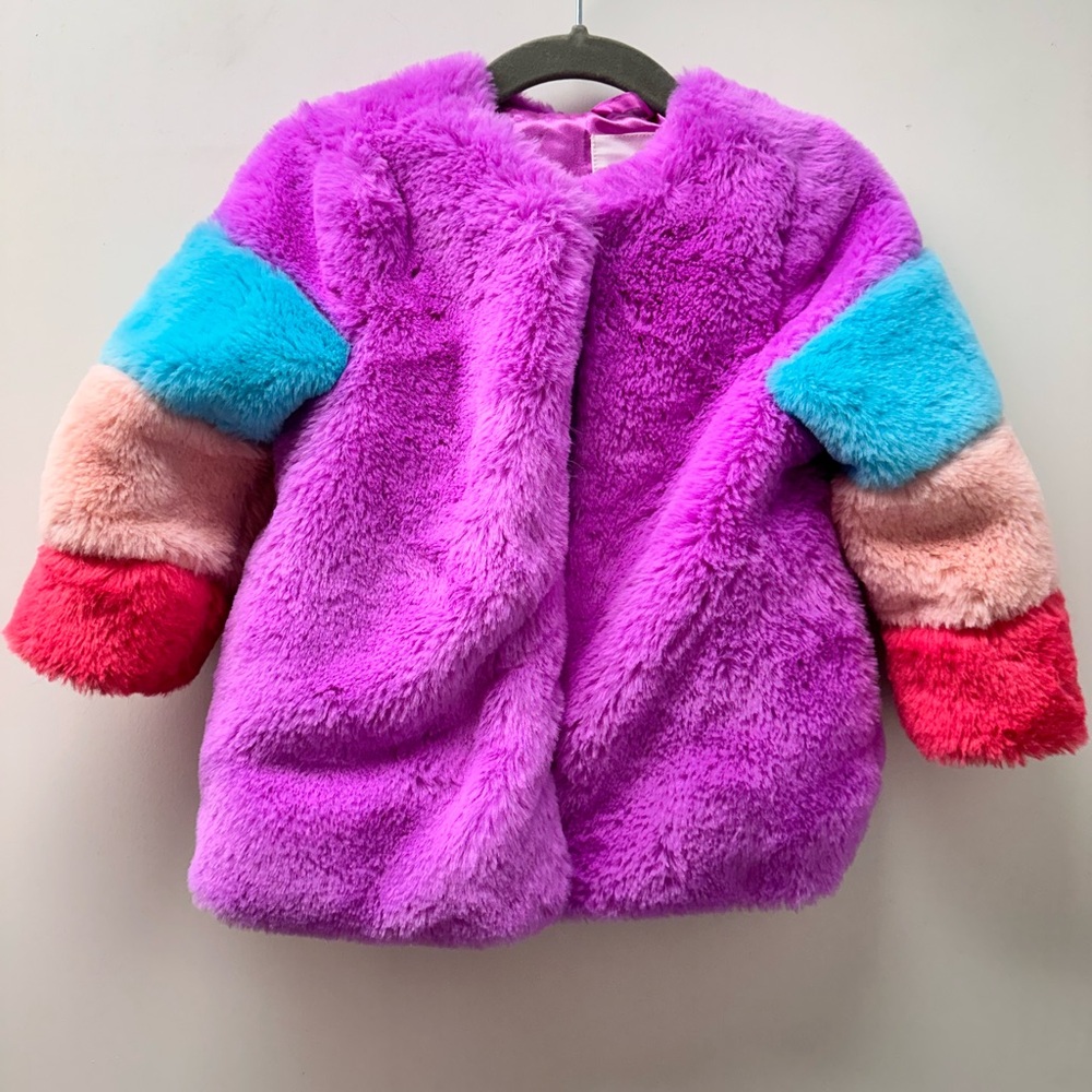 Cat & Jack Faux Fur Colorful Coat Size 18 Month
